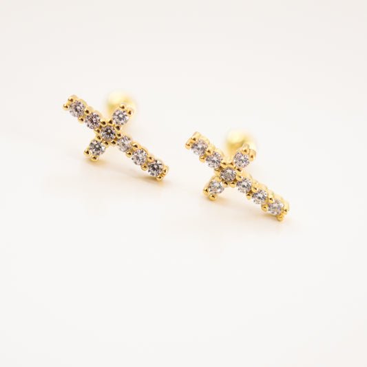 Cross Studs- Gold